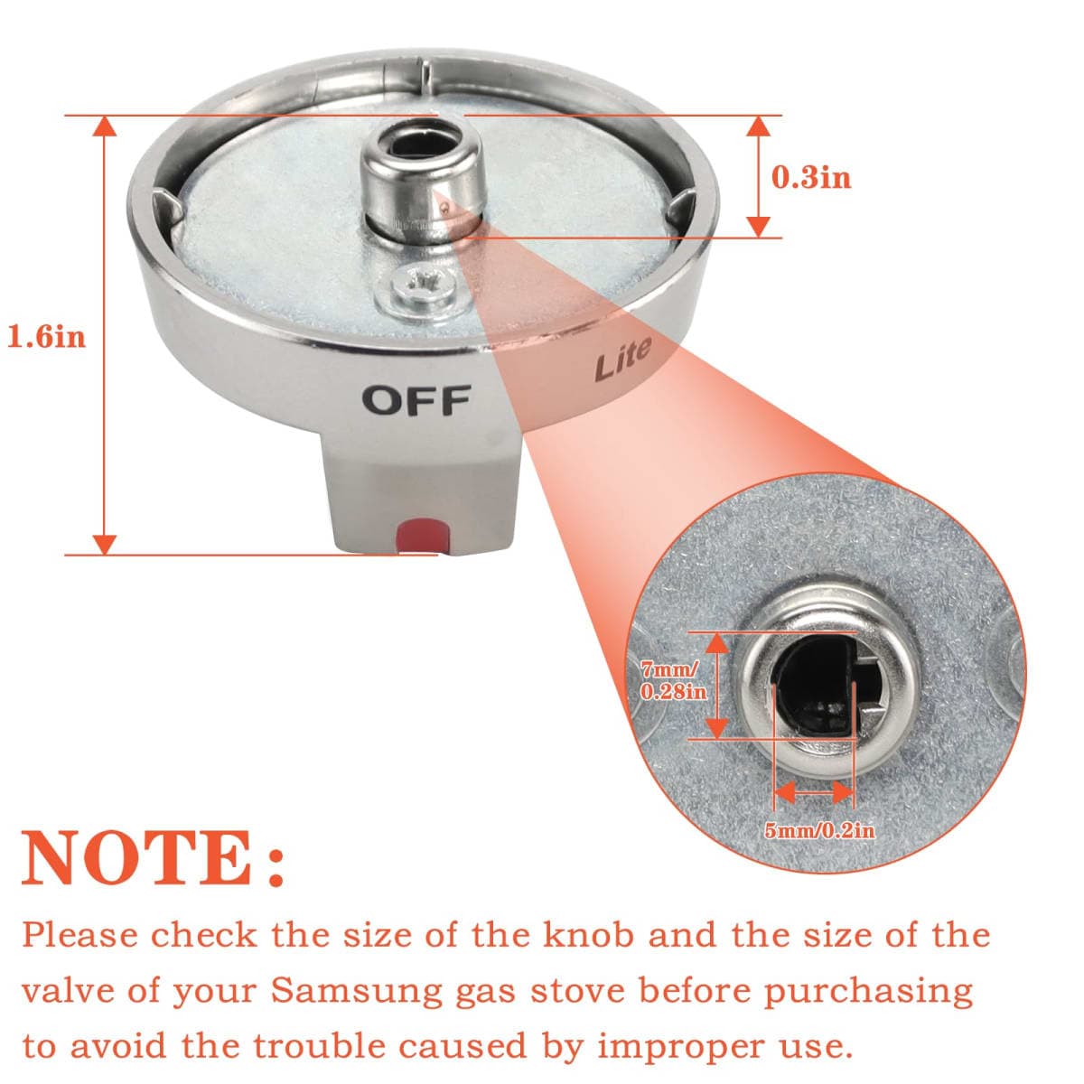 TOMOON DG64-00473A Stove Knob for Sam-Sung Stainless Steel Gas Range Knob 1 Pack with Metal D Shaft,for NX58H5600SS NX58H5600SS/AA NX58J5600SG/AA NX58F5500SS Oven Gas Range thumbnail 2