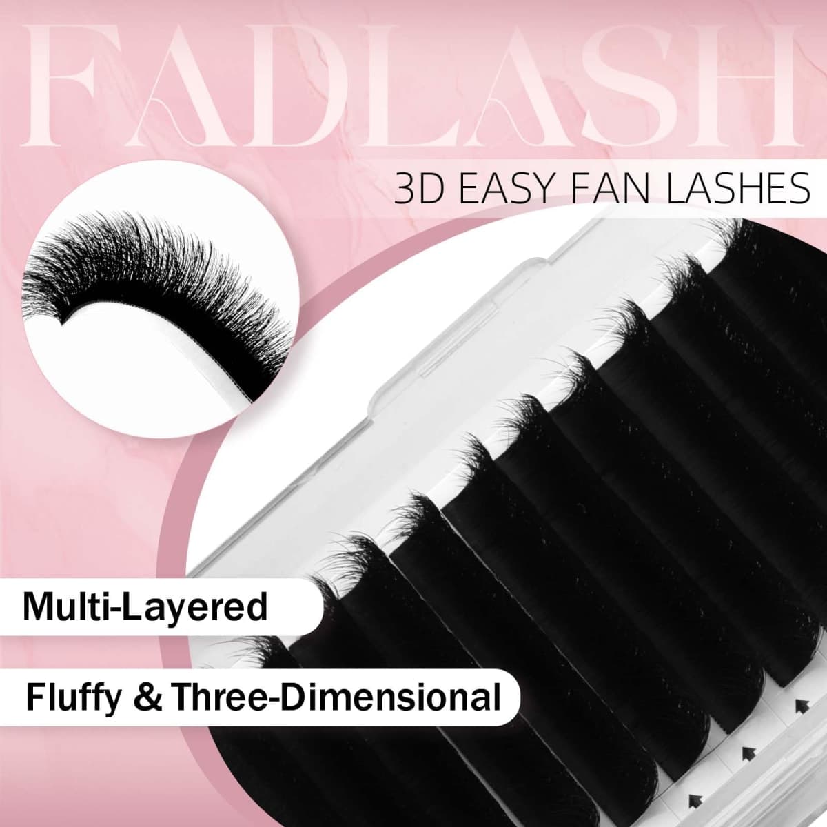 FADLASH Easy Fan Lash Extension 3D Effect Fluffy Rapid Volume Three Layers Easy Fan 2D~10D Eyelash Extensions Automatic Blooming Easy Fan Lashes D Curl (0.05D 14-18mm Mixed) thumbnail 2