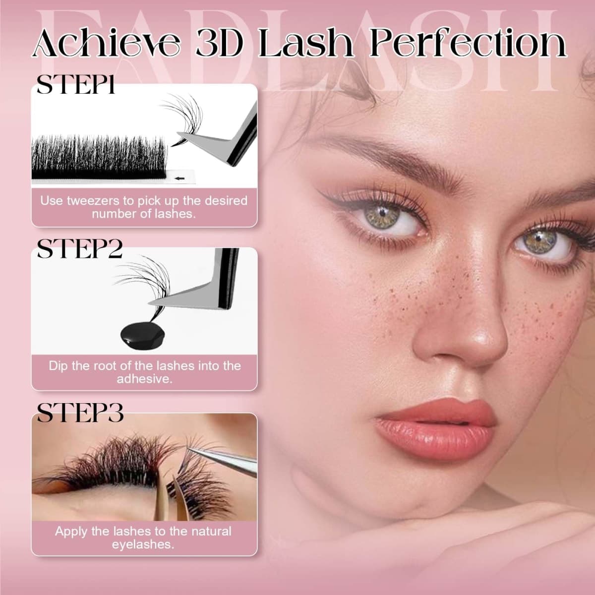 FADLASH Easy Fan Lash Extension 3D Effect Fluffy Rapid Volume Three Layers Easy Fan 2D~10D Eyelash Extensions Automatic Blooming Easy Fan Lashes D Curl (0.05D 14-18mm Mixed) thumbnail 4