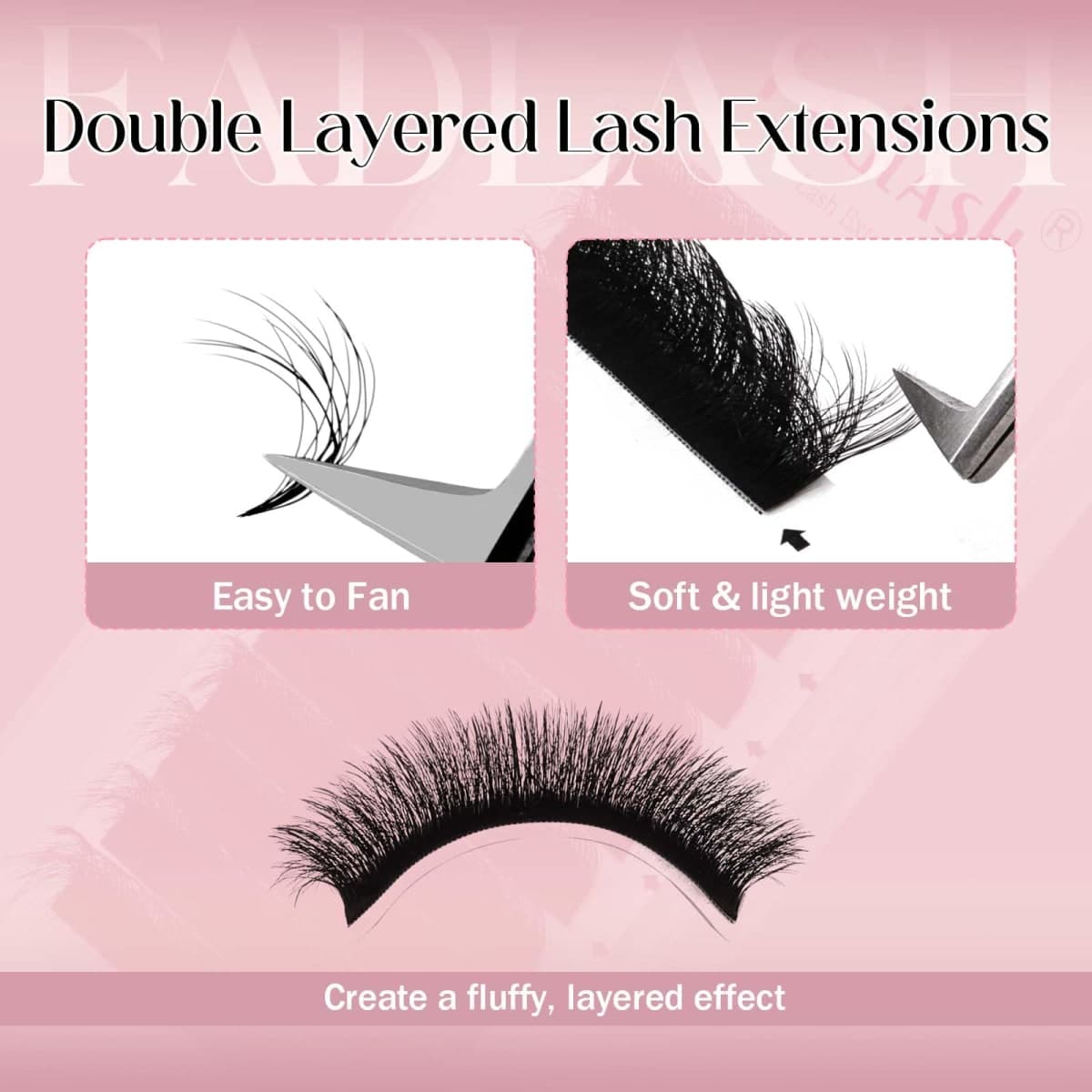 FADLASH Easy Fan Lash Extension 3D Effect Fluffy Rapid Volume Three Layers Easy Fan 2D~10D Eyelash Extensions Automatic Blooming Easy Fan Lashes D Curl (0.05D 14-18mm Mixed) thumbnail 5