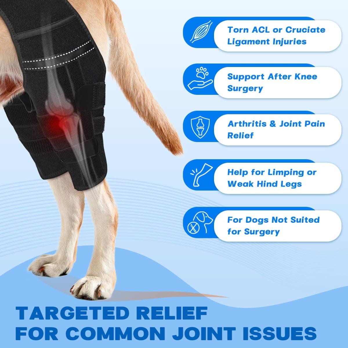 Pawfun Dog Knee Brace for Torn ACL Hind Leg, Dog Leg Braces for Back Leg Support with 4 Metal Stabilizers Helps with Torn CCL, Luxating Patella, Ligament Injuries, Hip Dysplasia,S thumbnail 2