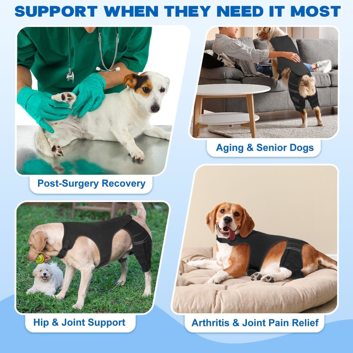 Pawfun Dog Knee Brace for Torn ACL Hind Leg, Dog Leg Braces for Back Leg Support with 4 Metal Stabilizers Helps with Torn CCL, Luxating Patella, Ligament Injuries, Hip Dysplasia,S thumbnail 3