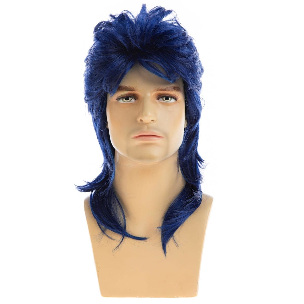 Sallcks Mens Mullet Wigs Blue Curly 70s 80s Retro Cosplay Costume Wig Rocker Disco Fancy Show Wigs - Blue thumbnail 2