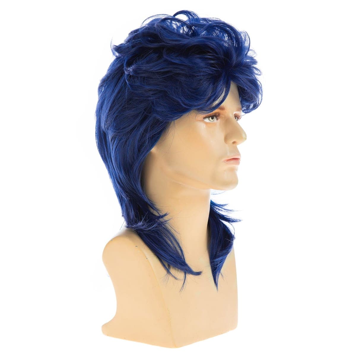 Sallcks Mens Mullet Wigs Blue Curly 70s 80s Retro Cosplay Costume Wig Rocker Disco Fancy Show Wigs - Blue thumbnail 5