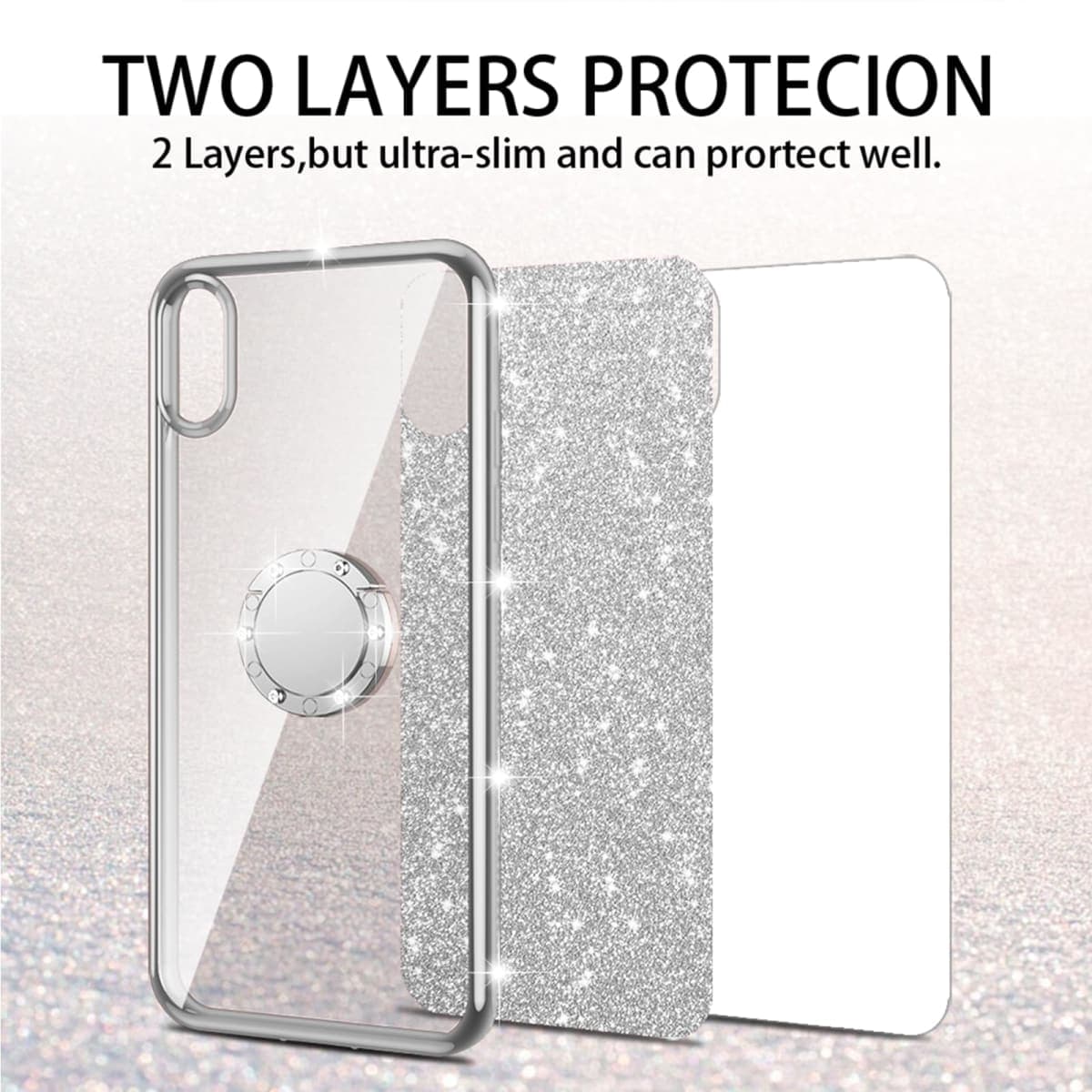 nancheng for Motorola Moto G Power 5G 2025 Phone Case (6.8-inch) with Ring Stand Lanyard Girls Women Men Cute Soft TPU Glitter Shockproof Protection Cover - Silver thumbnail 2