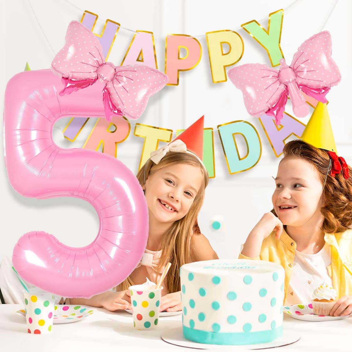 Florisland Pink 1 Balloon Number Pink Birthday Decorations for Girls, Bow Balloons Foil Mylar Large 40” 1 Balloon for Girls Bow Coquette 1st Birthday Party Decorations Supplies thumbnail 4