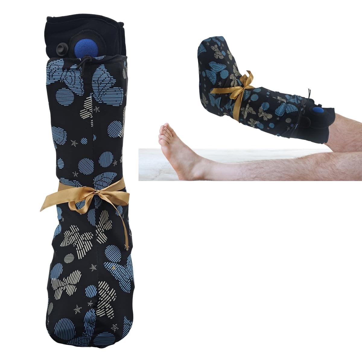 Beautiful Adjustable Elastic Walking Boot Cover for Medical Brace Orthopedic and Fracture Cast,Cast Cover Below The Knee for Foot Leg Protector-Keep Sheets Clean（Blue Butterfly Cloth） thumbnail 2