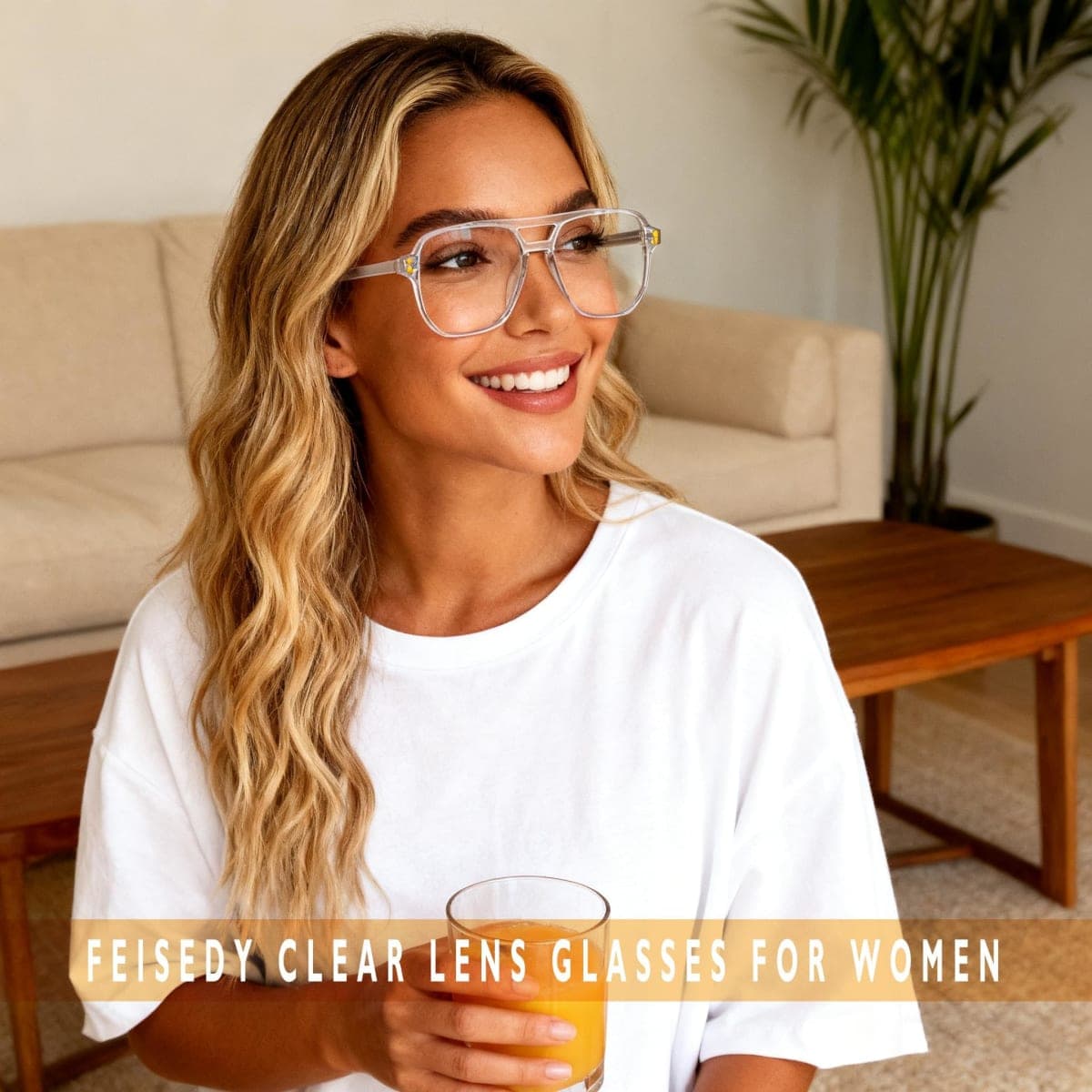 FEISEDY Blue Light Blocking Glasses Fake Nerd Clear Square Computer Lightweight Aviator Glasses Frame Oversized B2866 thumbnail 2