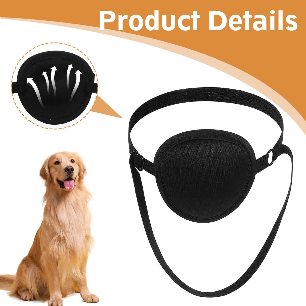 Classicseali 2pcs Eye Patch for Dogs, Adjustable Dog Eye Patch, Soft and Comfortable Eyes Patches, Used for Postoperative Eyes Injuries in Medium and Large Dogs, Black thumbnail 3