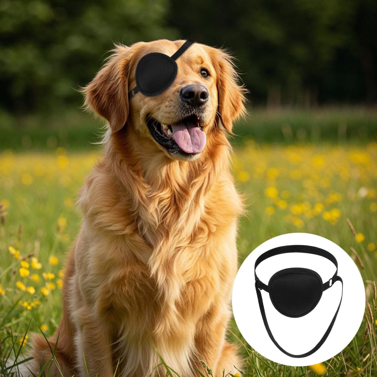 Classicseali 2pcs Eye Patch for Dogs, Adjustable Dog Eye Patch, Soft and Comfortable Eyes Patches, Used for Postoperative Eyes Injuries in Medium and Large Dogs, Black thumbnail 4