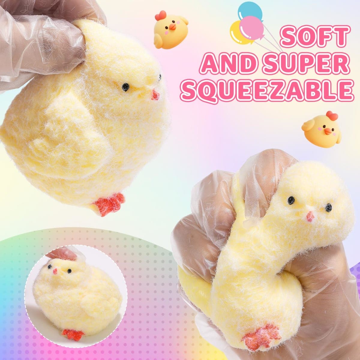 6Pcs Big Taba Squishy Fidget Toys-3.15in, Handmade Ultra Soft Chick Taba Squishy Kit, Cute Fidget Toys Silicone Squeeze Toys for Kids & Adults Stress Relief（Chicken） thumbnail 3