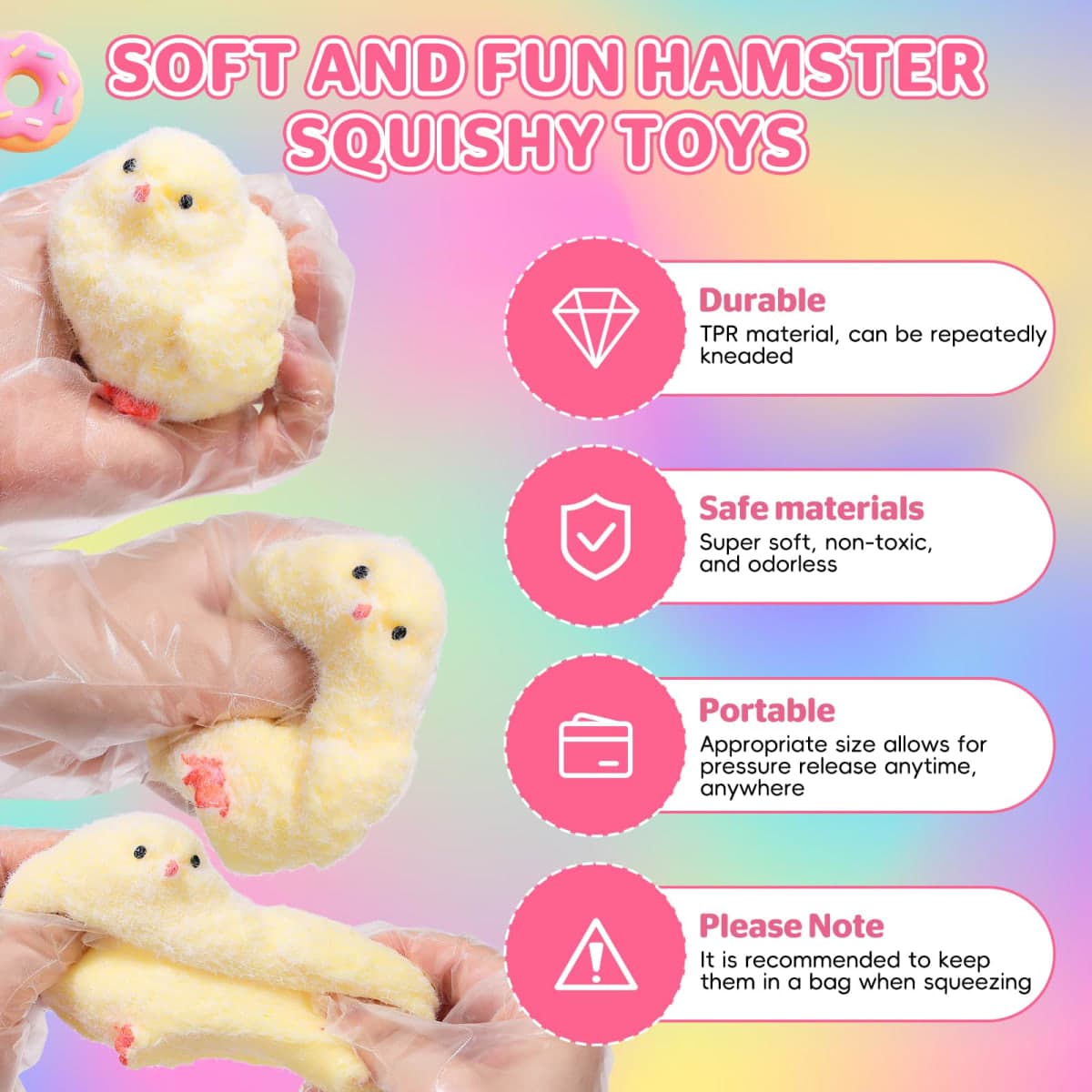 6Pcs Big Taba Squishy Fidget Toys-3.15in, Handmade Ultra Soft Chick Taba Squishy Kit, Cute Fidget Toys Silicone Squeeze Toys for Kids & Adults Stress Relief（Chicken） thumbnail 5