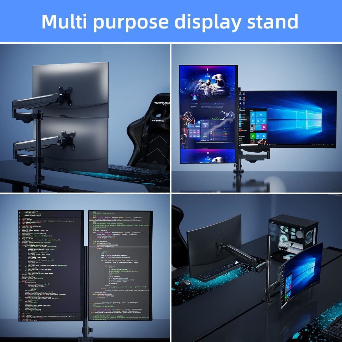Pholiten Single Monitor Arm, Gas Type Display Arm, Double Articulated, 35MM Pole Mount, Supports 13-32Inches, Load Capacity 22.0 lbs, VESA 75-100mm MD8411DB thumbnail 5