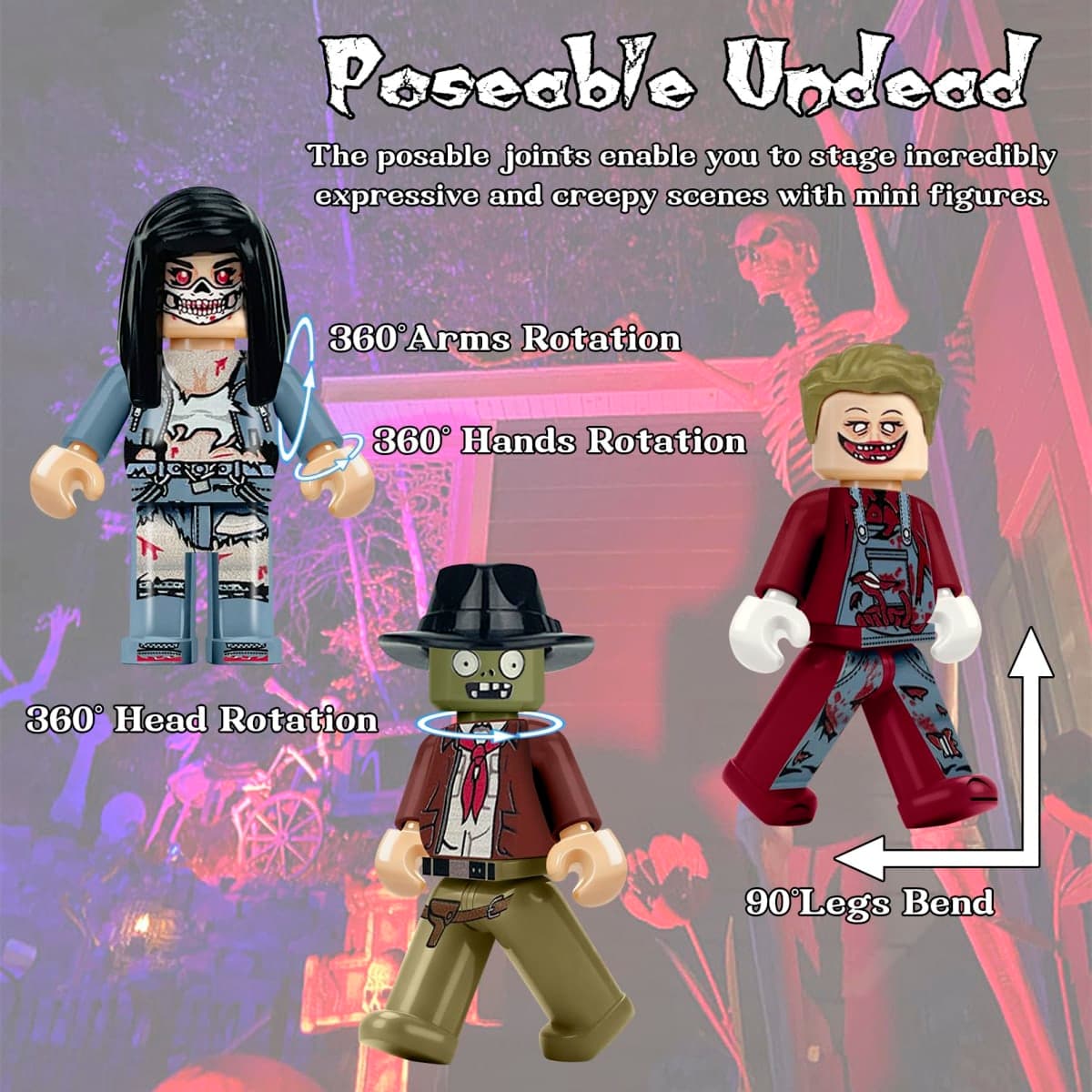 econoLED Minifigures, 36PCS Zombie Mini People Figurines, Horror Movable Building Bricks Minifigs, Easter Egg Stocking Stuffers Christmas Halloween Birthday Party Favors, Gift for Kids Boys Girls thumbnail 3
