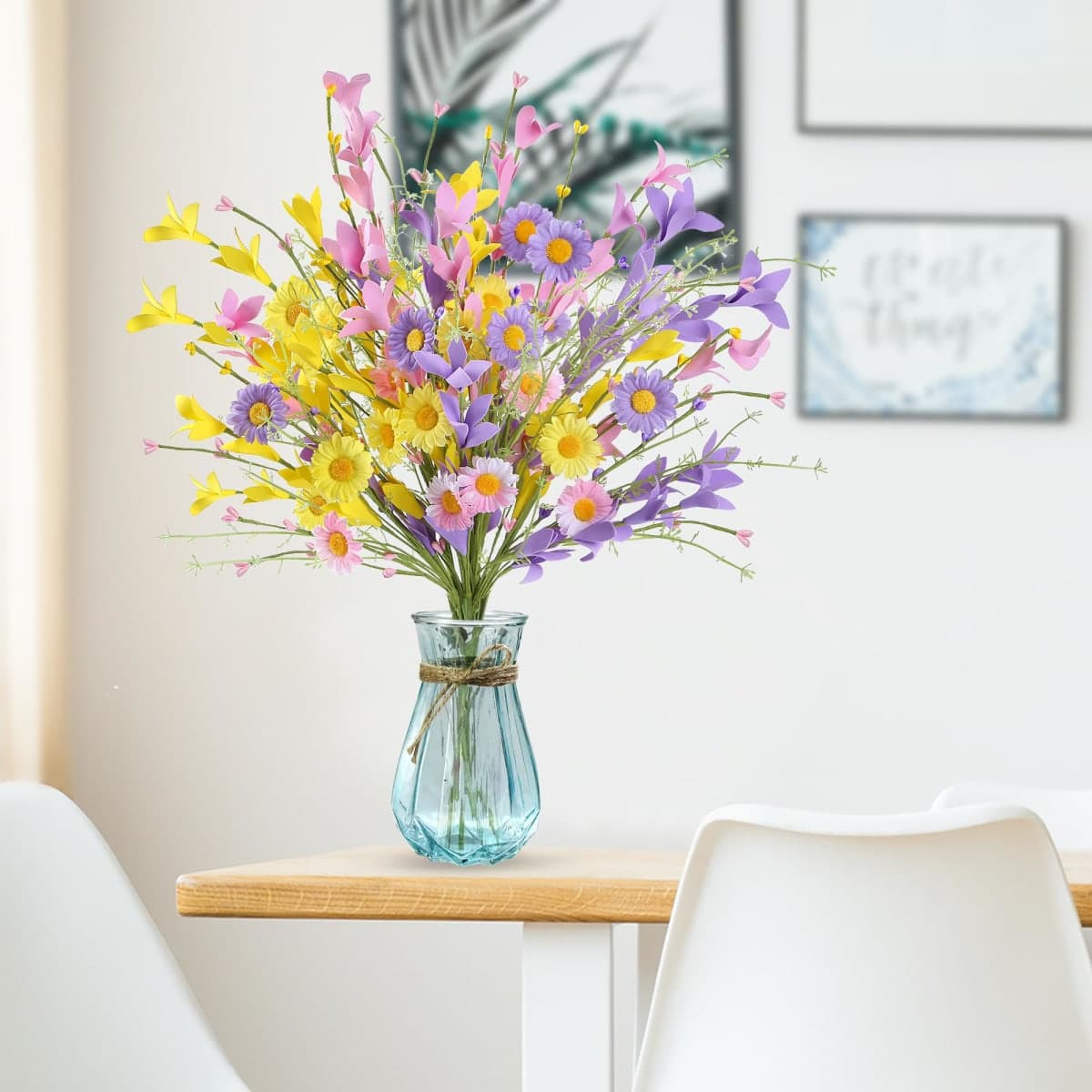 Sggvecsy Artificial Easter Stems 8 Pcs Spring Floral Picks with Forsythia Daisy Twig Branches Easter Berry Picks for Easter Arrangement Centerpiece Easter Celebration Home Vase Decor thumbnail 3