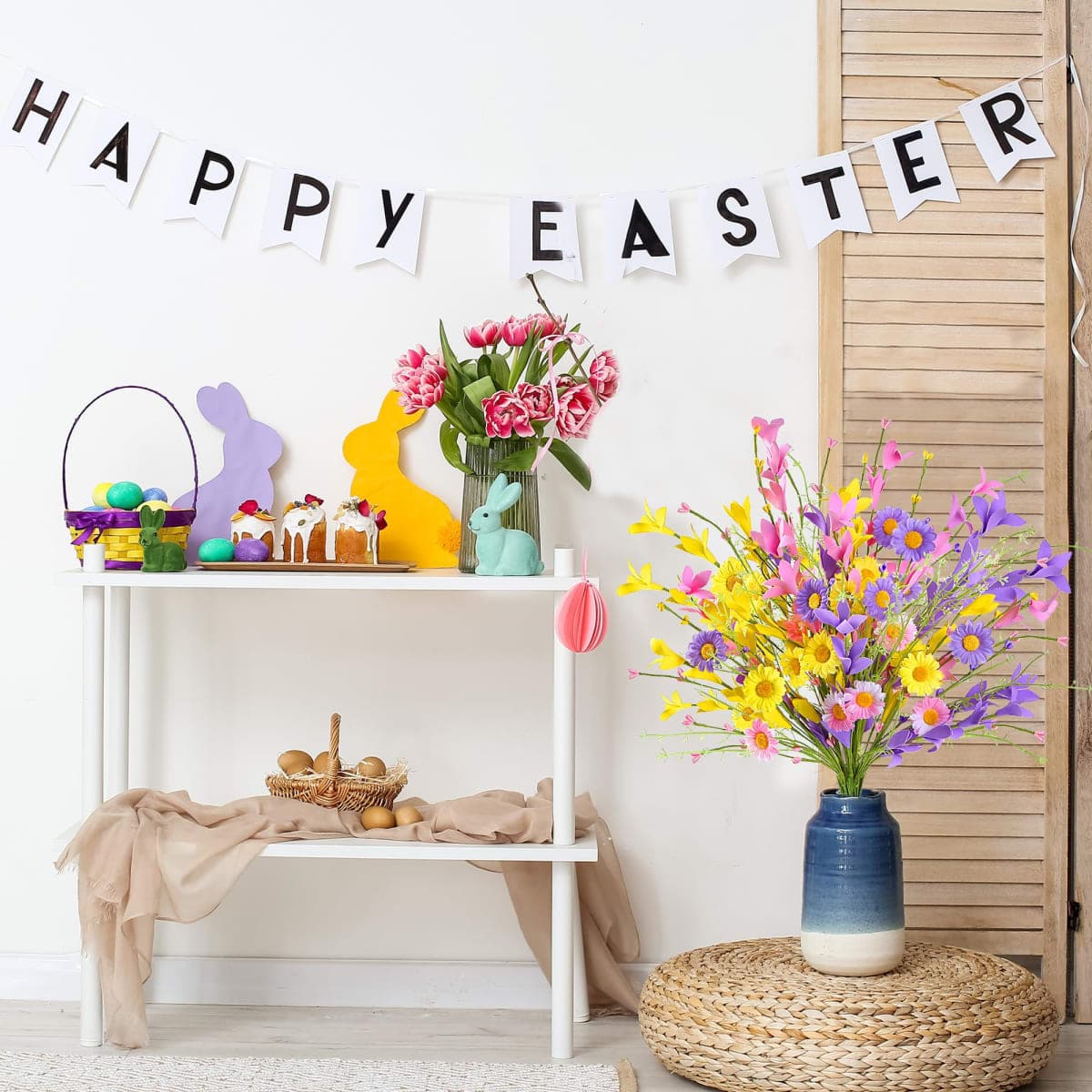 Sggvecsy Artificial Easter Stems 8 Pcs Spring Floral Picks with Forsythia Daisy Twig Branches Easter Berry Picks for Easter Arrangement Centerpiece Easter Celebration Home Vase Decor thumbnail 5