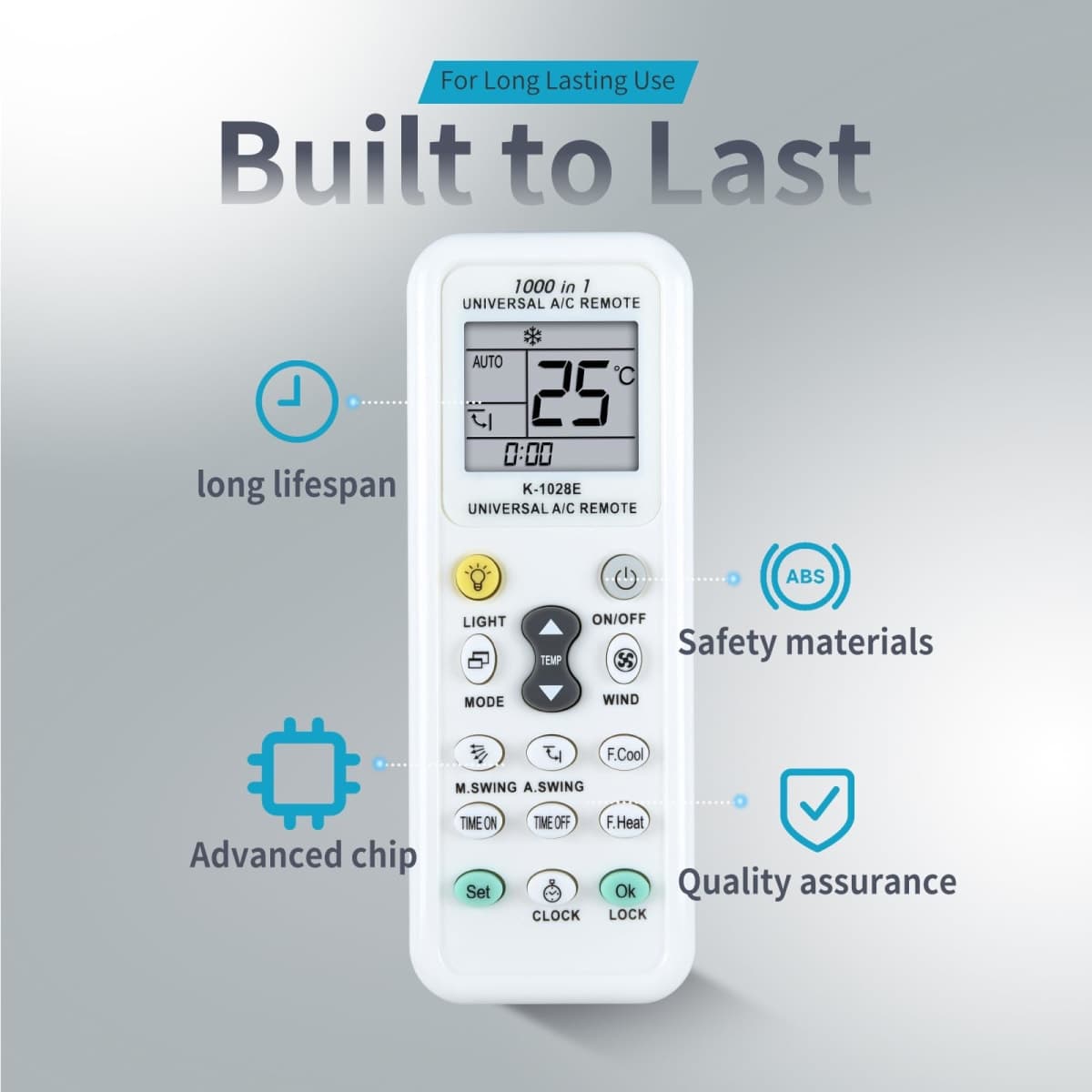 Universal K-1028E Air Conditioner Remote LCD A/C Conditioning Controller 1000 in 1 for Mitsubishi Toshiba HITACHI FUJITSU GREE ELECTROLUX SANYO AUX Daewoo LG Sharp Samsung HAIER Huawei Air Condition thumbnail 2