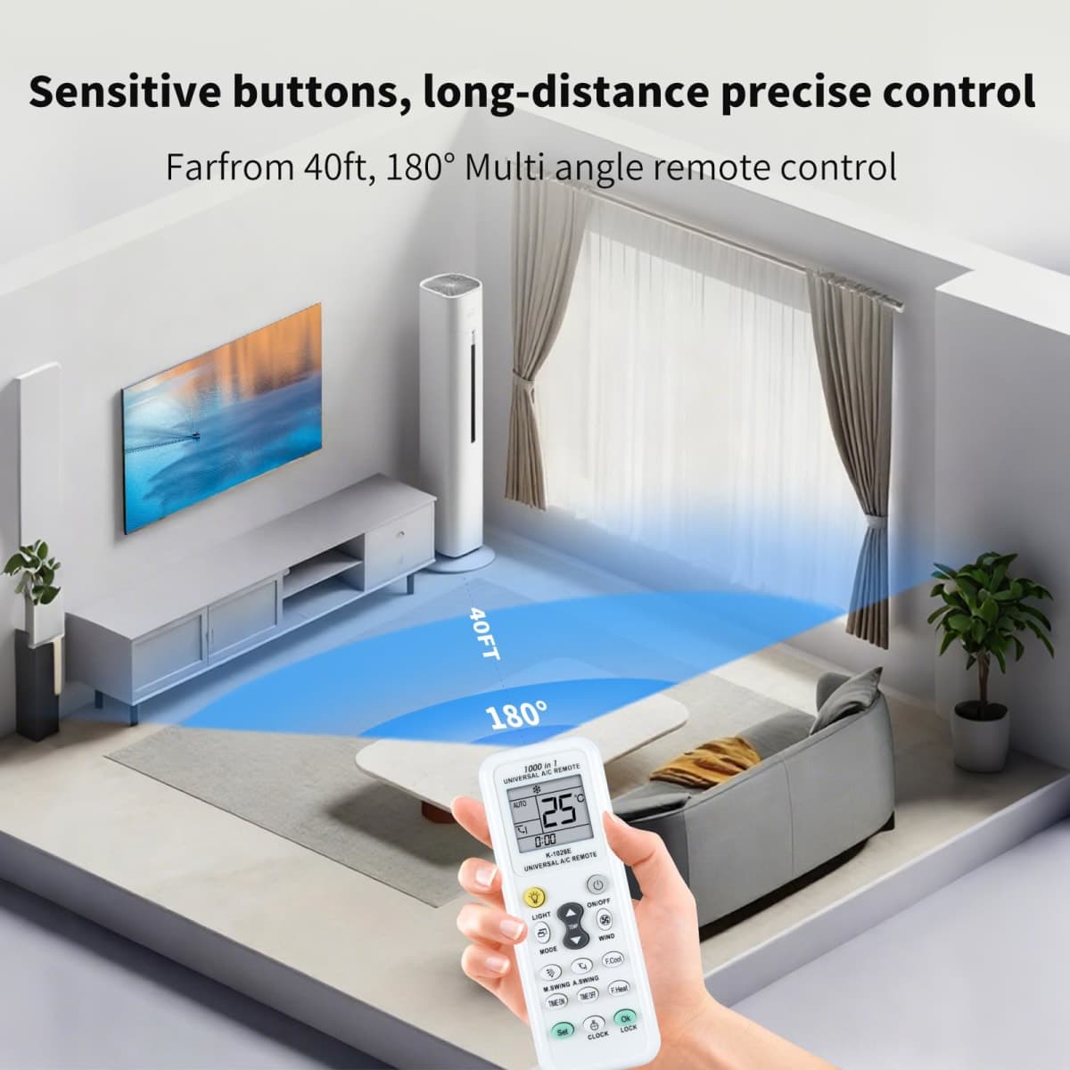 Universal K-1028E Air Conditioner Remote LCD A/C Conditioning Controller 1000 in 1 for Mitsubishi Toshiba HITACHI FUJITSU GREE ELECTROLUX SANYO AUX Daewoo LG Sharp Samsung HAIER Huawei Air Condition thumbnail 5