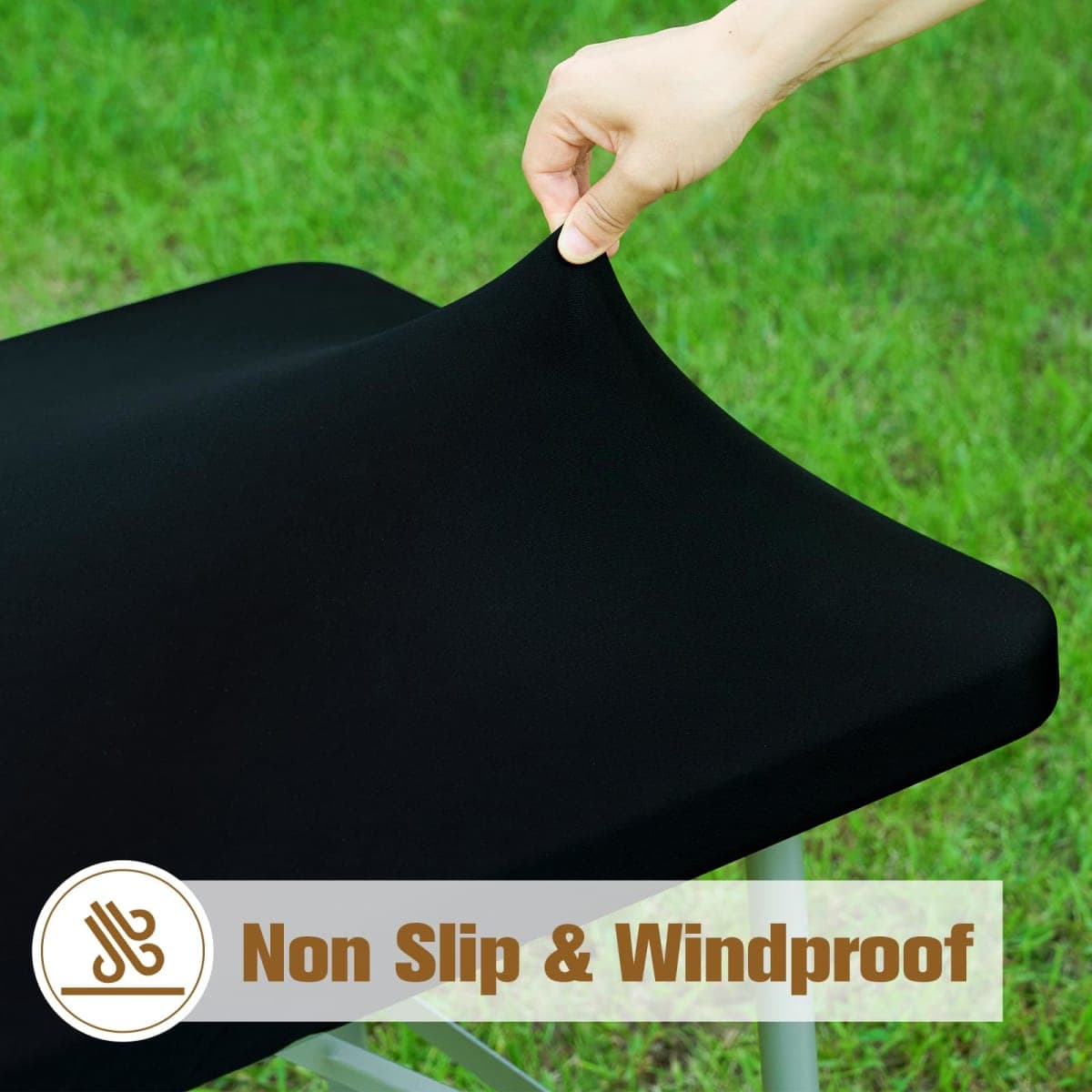 Fitted Rectangle Tablecloth 24 x 48 Inch Elastic Table Cloth for 4ft Table, Stretch Spandex Table Cover Black Washable Polyester Table Top Cap Cover for Dining Picnic Camping Indoor and Outdoor thumbnail 3