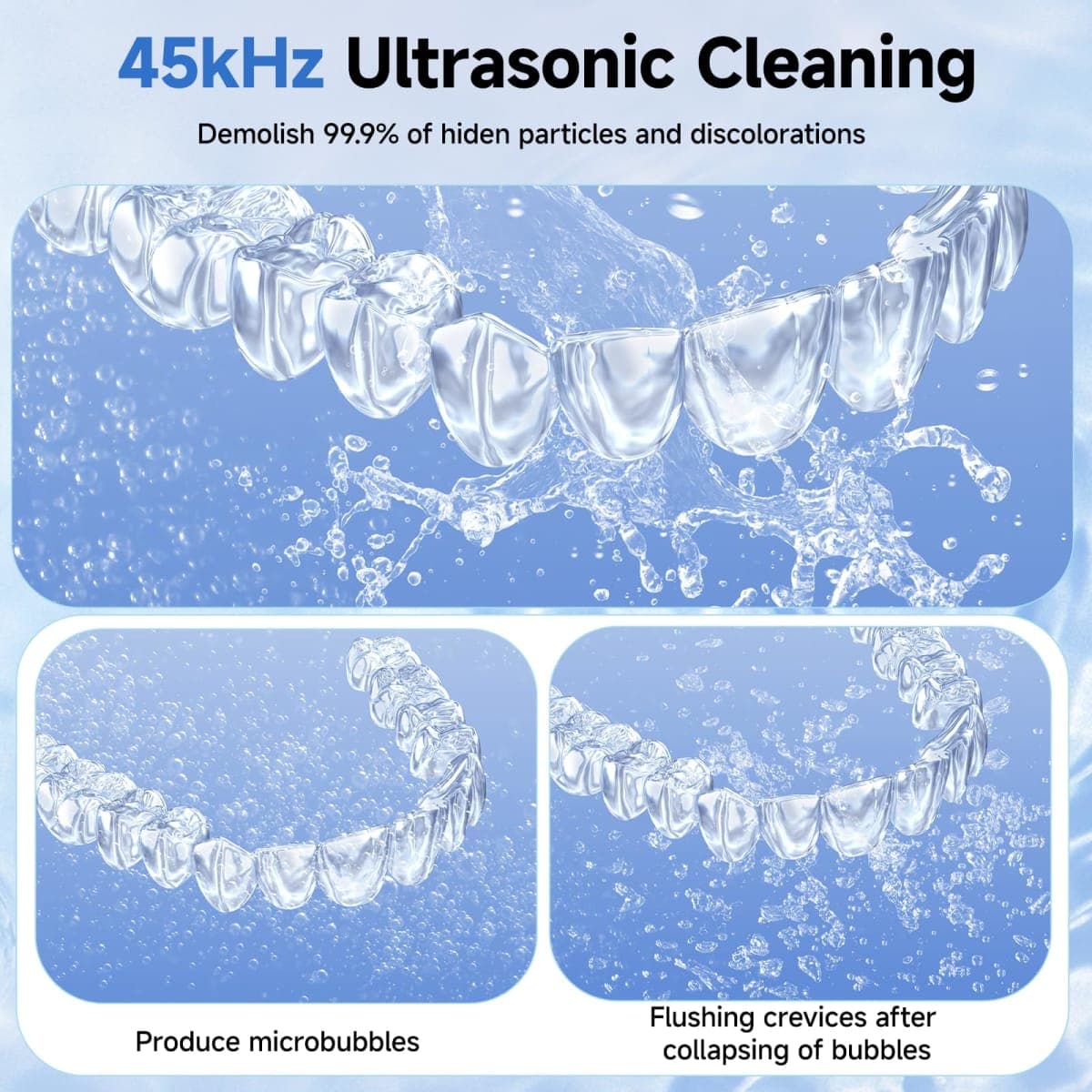 Ultrasonic Retainer Cleaner, 45kHz Dental Appliances Cleaning Machine with U/V Light and LED Digital Timer, 200ML and 4 Modes for Dentures, Aligner, Nightguard, Mouth Guard, Toothbrush, Jewelry thumbnail 2