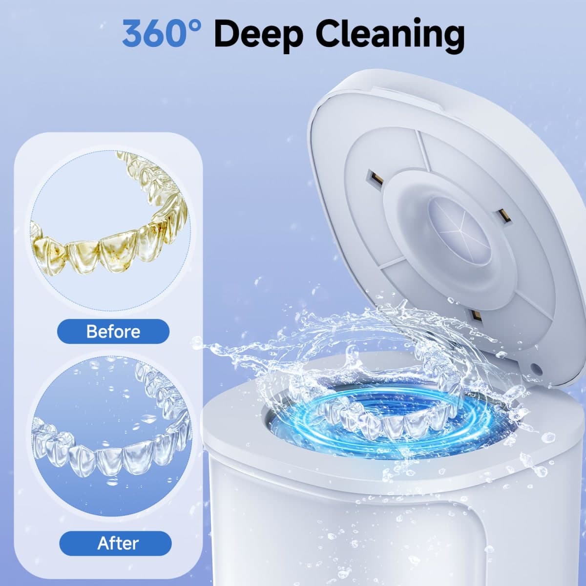 Ultrasonic Retainer Cleaner, 45kHz Dental Appliances Cleaning Machine with U/V Light and LED Digital Timer, 200ML and 4 Modes for Dentures, Aligner, Nightguard, Mouth Guard, Toothbrush, Jewelry thumbnail 3
