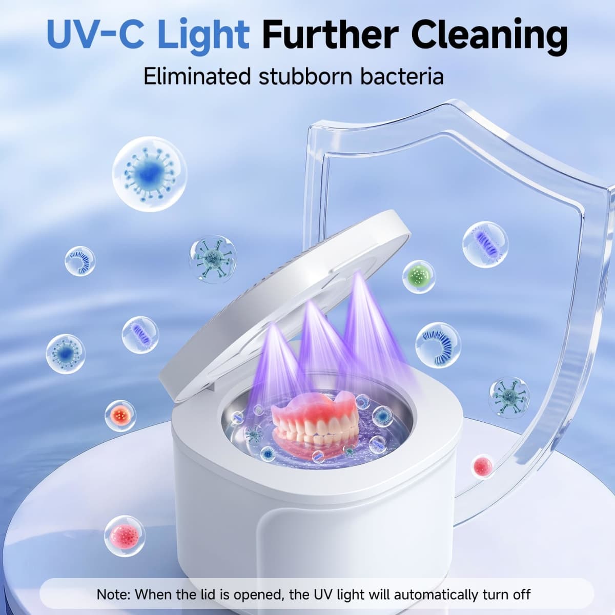 Ultrasonic Retainer Cleaner, 45kHz Dental Appliances Cleaning Machine with U/V Light and LED Digital Timer, 200ML and 4 Modes for Dentures, Aligner, Nightguard, Mouth Guard, Toothbrush, Jewelry thumbnail 4