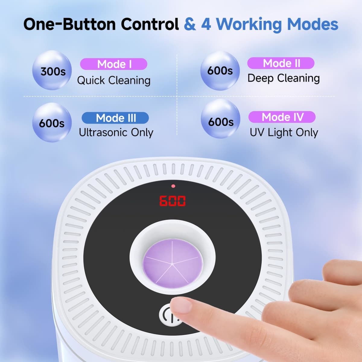 Ultrasonic Retainer Cleaner, 45kHz Dental Appliances Cleaning Machine with U/V Light and LED Digital Timer, 200ML and 4 Modes for Dentures, Aligner, Nightguard, Mouth Guard, Toothbrush, Jewelry thumbnail 5