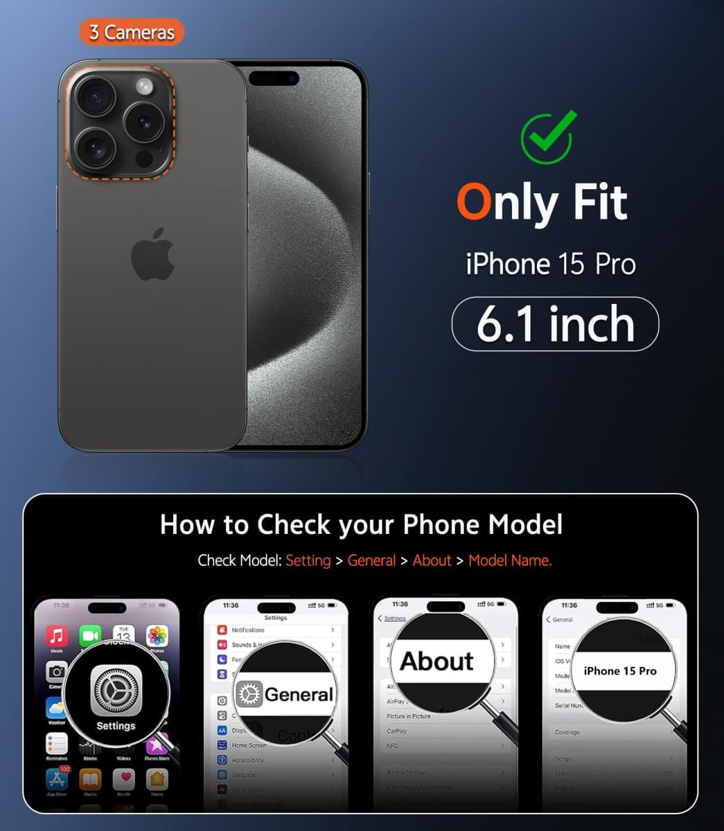 FNTCASE for iPhone 15 Pro Case: Clear Magnetic Phone Cases with Screen Protector Compatible with Magsafe Slim Anti Yellowing Rugged Shockproof Protective Transparent Cell Phone Cover thumbnail 2
