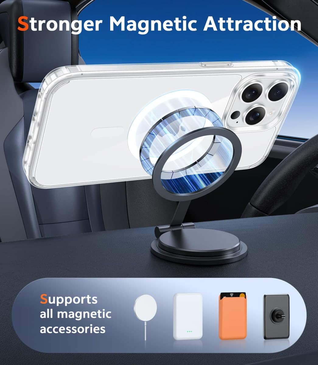 FNTCASE for iPhone 15 Pro Case: Clear Magnetic Phone Cases with Screen Protector Compatible with Magsafe Slim Anti Yellowing Rugged Shockproof Protective Transparent Cell Phone Cover thumbnail 4