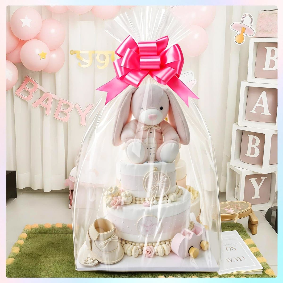 woric 6PCS Jumbo Huge Cellophane Gift Bags 50x60 Inch Extra Large Cellophane Wrap for Bathtub Baby Shower Birthday Gift Baskets thumbnail 4