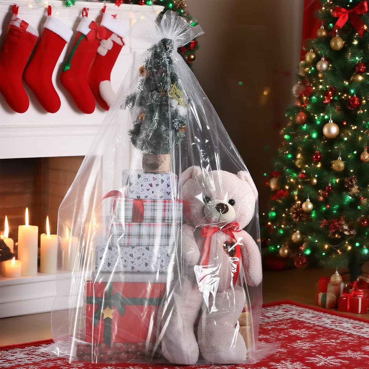 woric 6PCS Jumbo Huge Cellophane Gift Bags 50x60 Inch Extra Large Cellophane Wrap for Bathtub Baby Shower Birthday Gift Baskets thumbnail 5