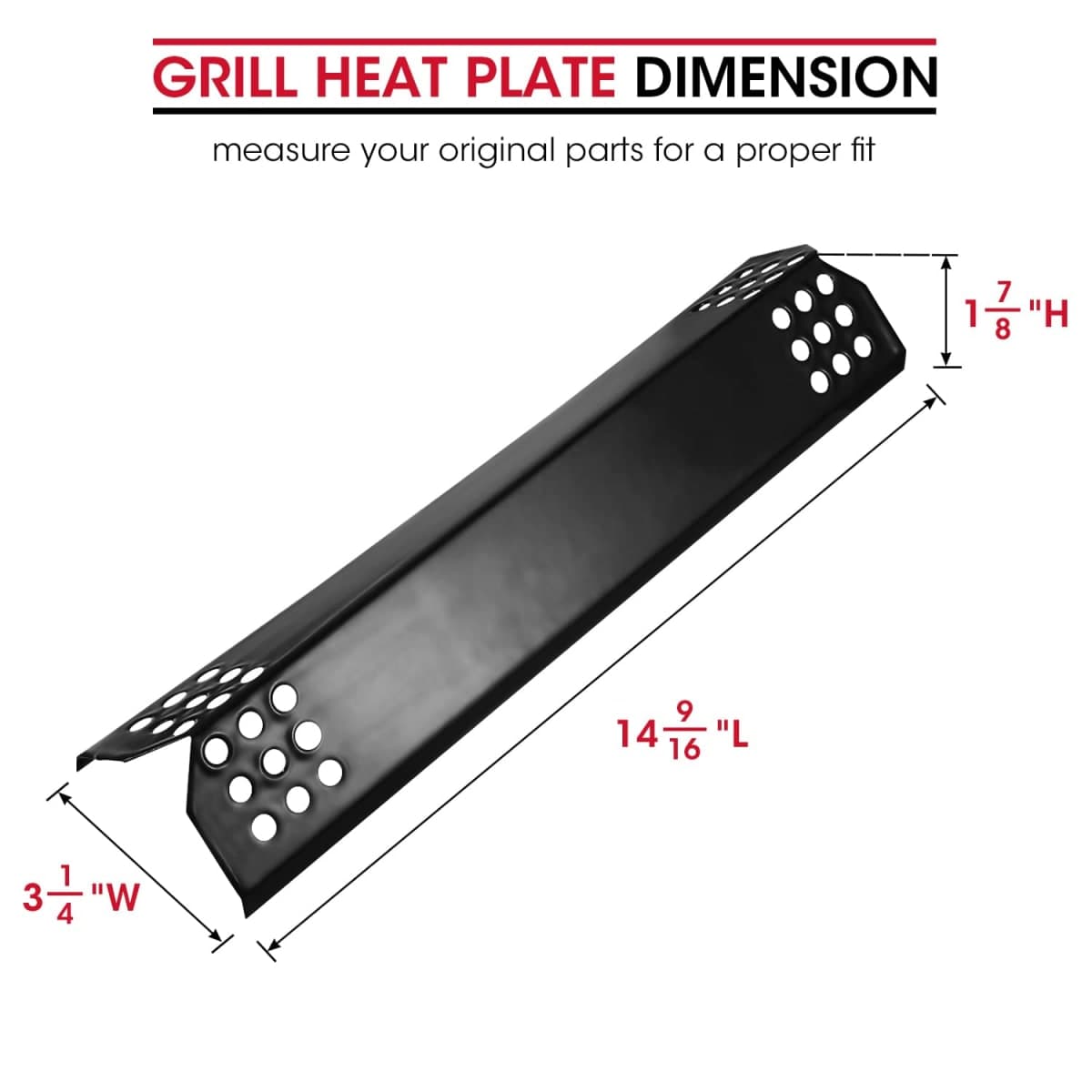 Unicook BBQ Heat Plates 14.56" L, Barbecue Gas Grill Replacement Parts, Porcelain Heat Shield Tent, BBQ Burner Cover, Flame Tamer for Gas Grills, 4 Pack thumbnail 2