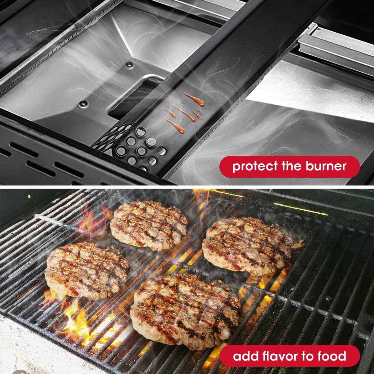 Unicook BBQ Heat Plates 14.56" L, Barbecue Gas Grill Replacement Parts, Porcelain Heat Shield Tent, BBQ Burner Cover, Flame Tamer for Gas Grills, 4 Pack thumbnail 5