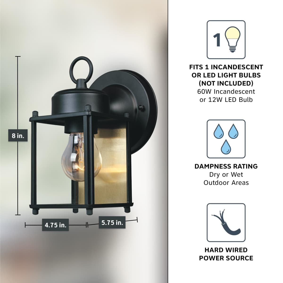 Designers Fountain 1161-BK Value Collection Wall Lanterns, Black thumbnail 4