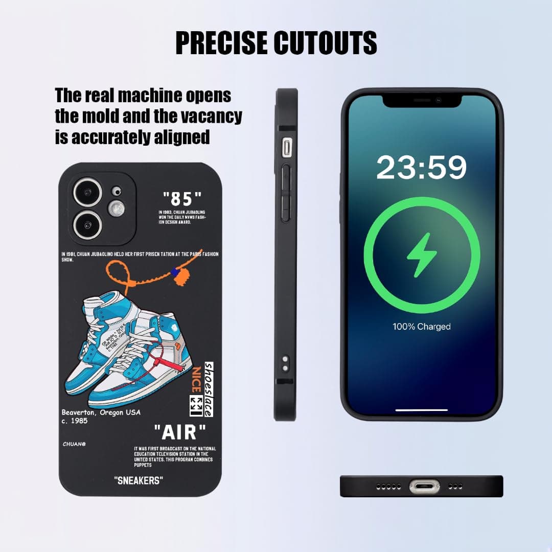 CHBSHENG Cool Phone Case for iPhone 12 Case for Boys Men Street Design Aesthetic Shockproof Basketball Sneaker Sports Designer Cases Compatible with iPhone 12 Black thumbnail 3
