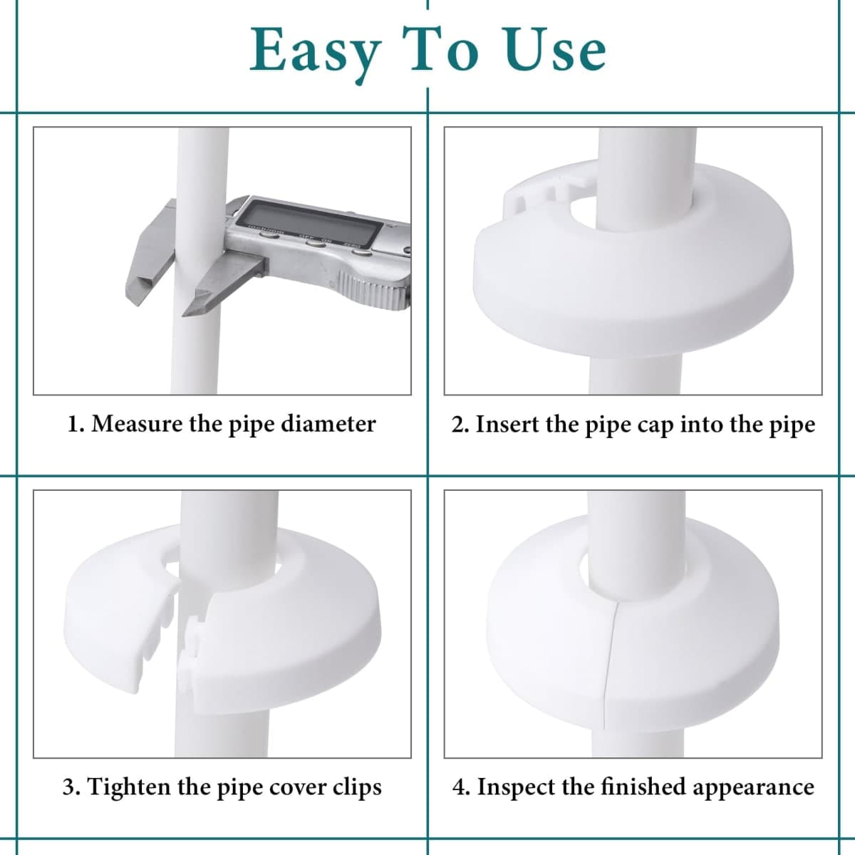 Hzopcw 6pcs Escutcheon Plate, 16mm PP Plastic Plumbing Cover Plates, White Split Flange Pipe Cover for Pipe Bathroom Toilet Water Line thumbnail 4