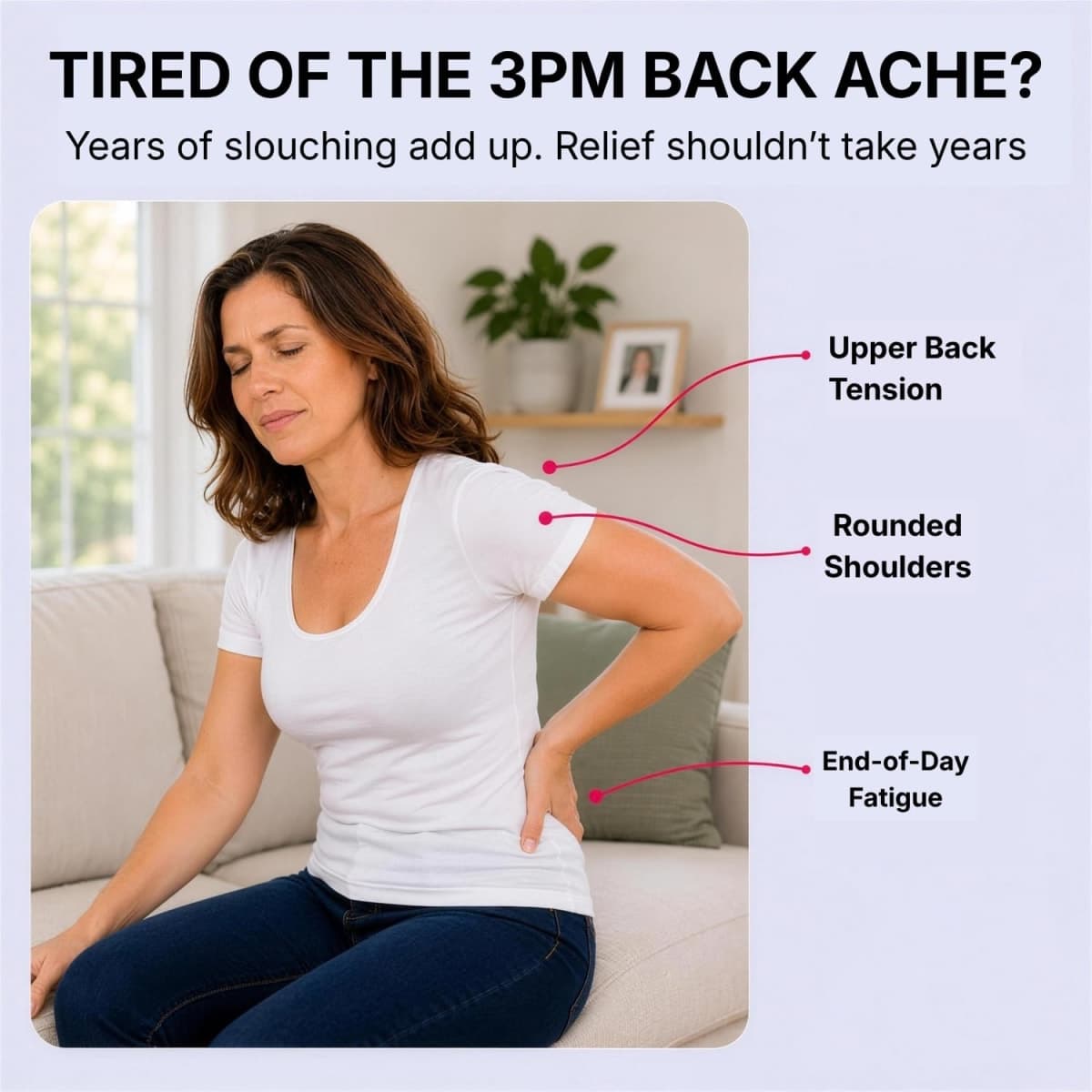 Fit Geno Back Brace Posture Corrector for Women and Men, Shoulder Straightener, Adjustable Full Back Support, Upper and Lower Back Pain Relief - Scoliosis, Hunchback, Hump, Thoracic, Spine Corrector thumbnail 2