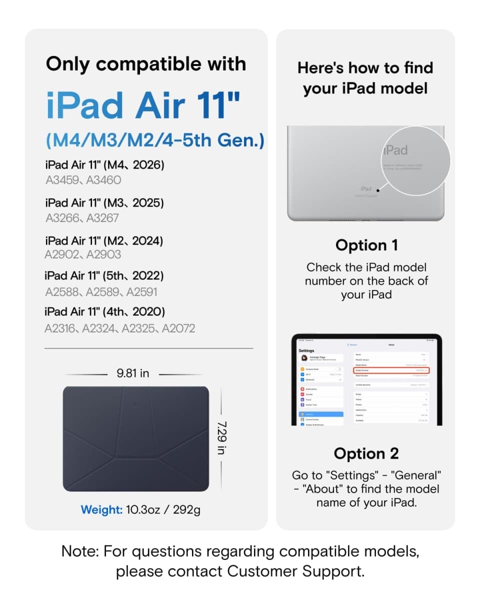 MOFT Dynamic Folio Case for iPad Air 11" (M4 2026 / M3 2025 / M2 2024) & iPad Air 10.9-inch 5th 4th Generation 2022 2020, Slim Magnetic Stand Case with 20+ Viewing Angles,Navy Blue x Oz Green thumbnail 2