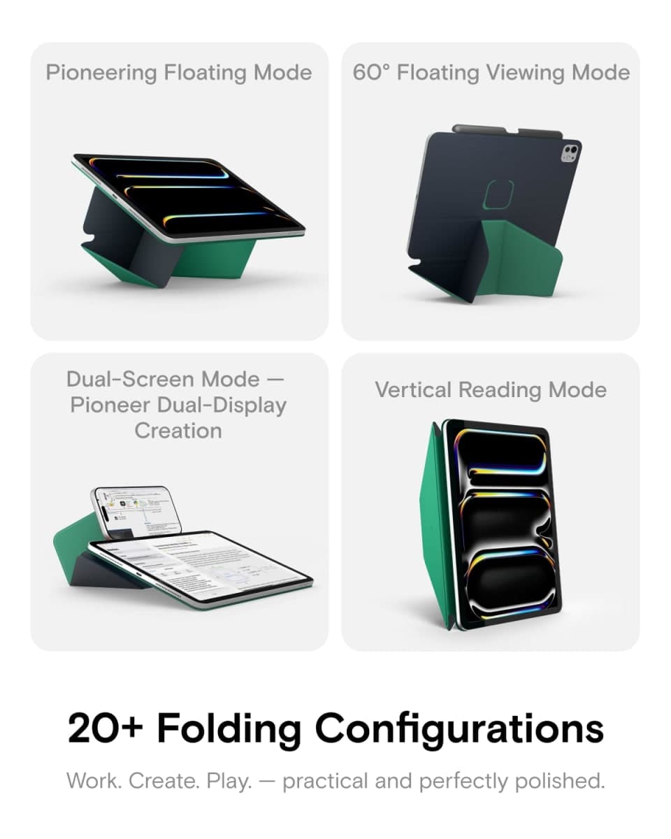 MOFT Dynamic Folio Case for iPad Air 11" (M4 2026 / M3 2025 / M2 2024) & iPad Air 10.9-inch 5th 4th Generation 2022 2020, Slim Magnetic Stand Case with 20+ Viewing Angles,Navy Blue x Oz Green thumbnail 3