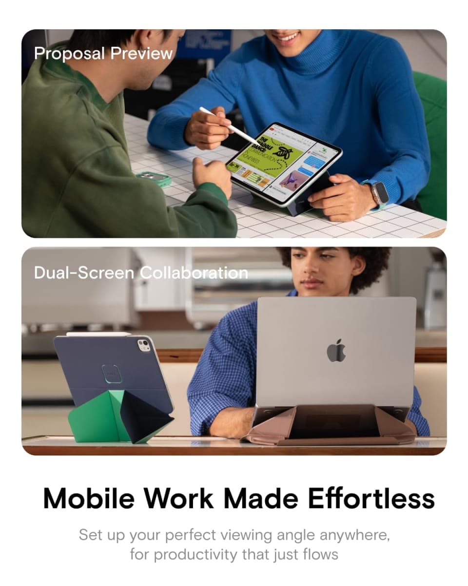 MOFT Dynamic Folio Case for iPad Air 11" (M4 2026 / M3 2025 / M2 2024) & iPad Air 10.9-inch 5th 4th Generation 2022 2020, Slim Magnetic Stand Case with 20+ Viewing Angles,Navy Blue x Oz Green thumbnail 5