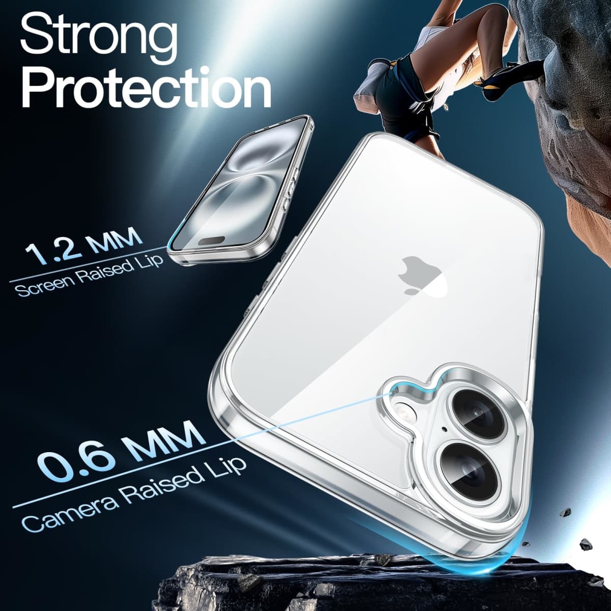 JETech Case for iPhone 16 6.1-Inch, Non-Yellowing Shockproof Phone Bumper Cover, Anti-Scratch Clear Back (Clear) thumbnail 4