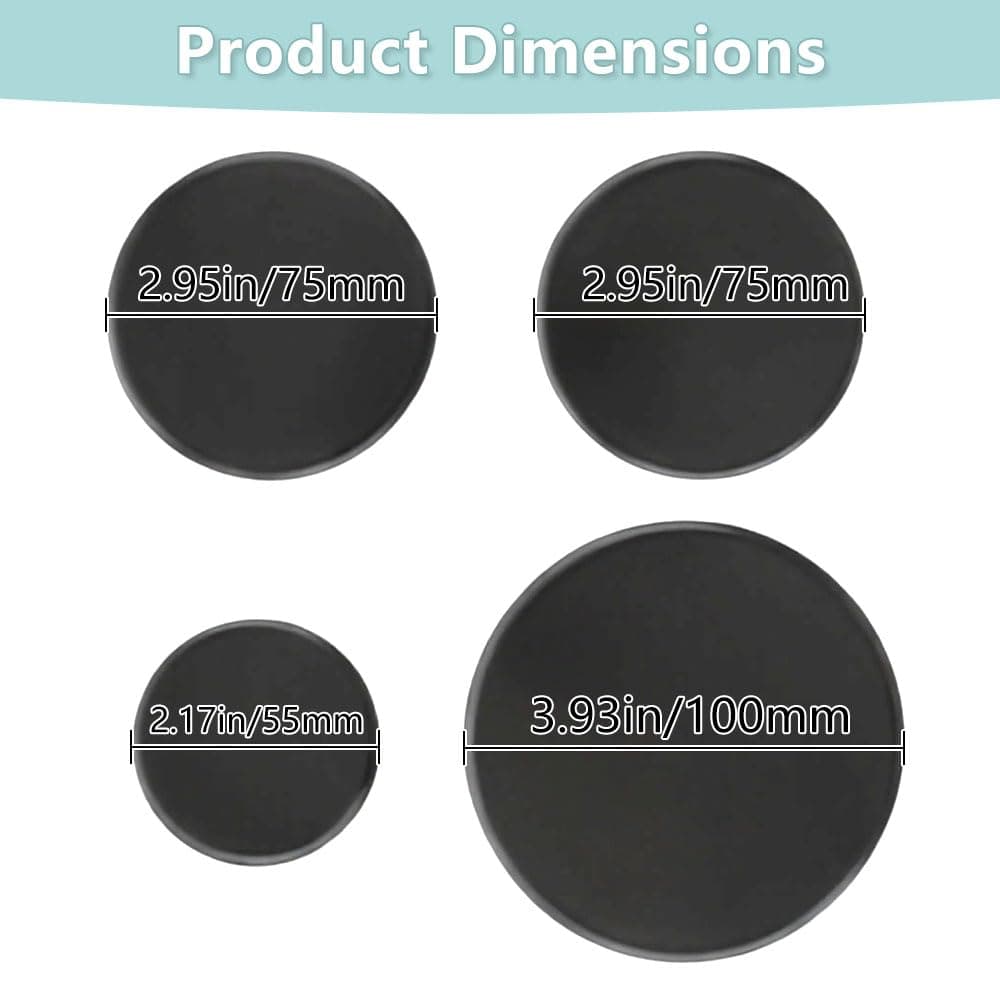 TWZKXC 4 Pcs Gas Stove Burner Cap Set, Metal Cooker Hat Replacement Kit, Compatible With SABAF Stoves, Oven Burner Cover, (Black Flat 3.93" x 1, 2.95" x 2, 2.17" x 1) thumbnail 2