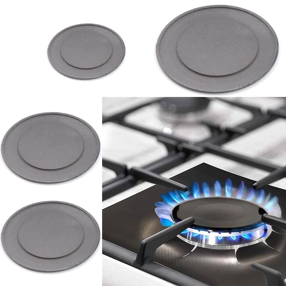 TWZKXC 4 Pcs Gas Stove Burner Cap Set, Metal Cooker Hat Replacement Kit, Compatible With SABAF Stoves, Oven Burner Cover, (Black Flat 3.93" x 1, 2.95" x 2, 2.17" x 1) thumbnail 5