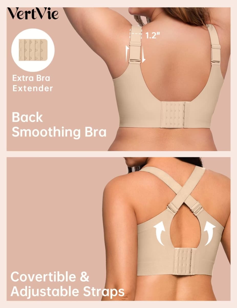 Vertvie Jelly Bras for Women Plus Size Minimizer Soft Wireless Push Up Bra Full Supportive Older Lift Back Coverage Bralette(Nude,38DD) thumbnail 4
