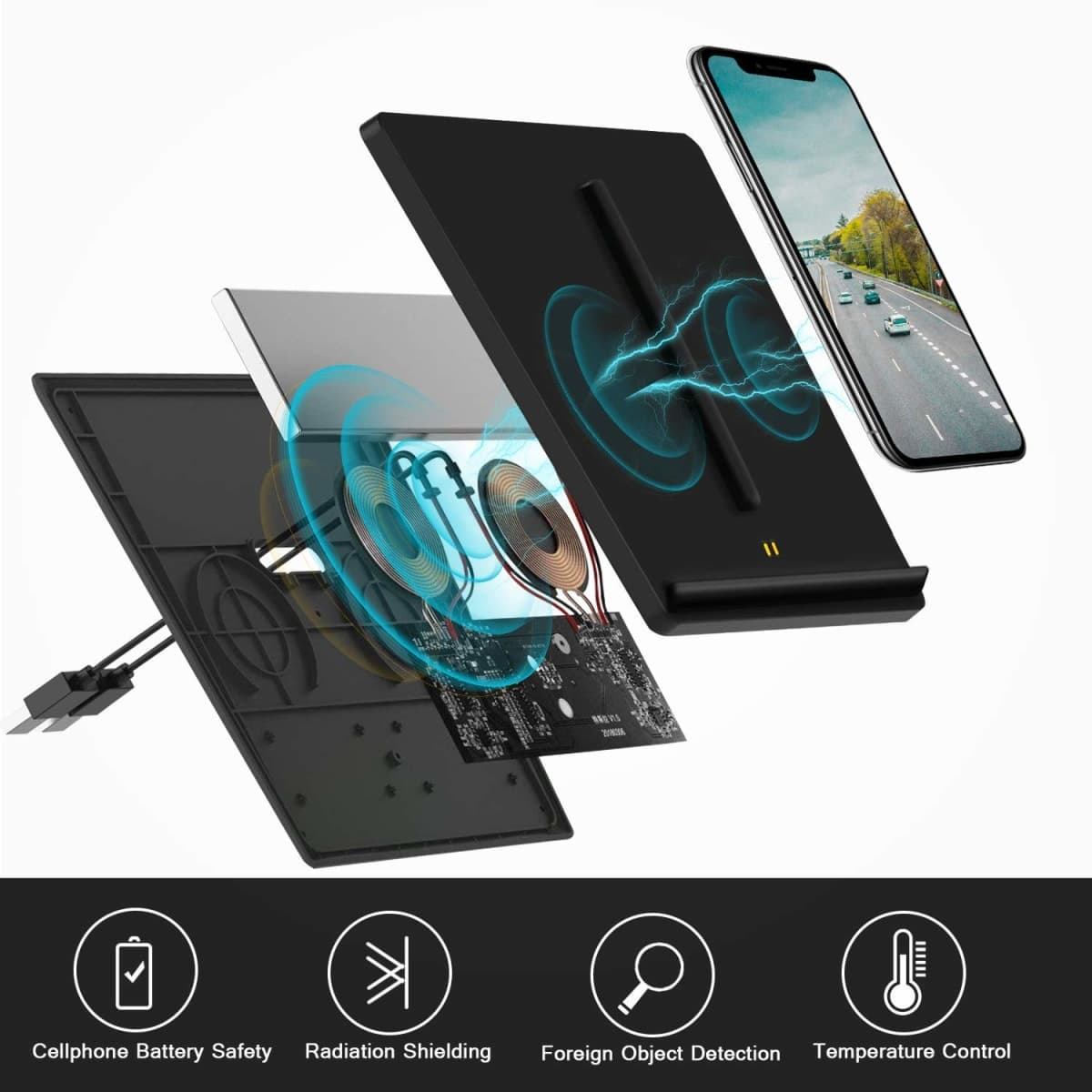 VXDAS Wireless Charger, Dual 10W QI Wireless Phone Charging Pad M3 Car Center Console for Tesla Model 3 Accessories Panel with 7pcs Custom Cup Mat Center Console Liner mat-Upgrade thumbnail 5