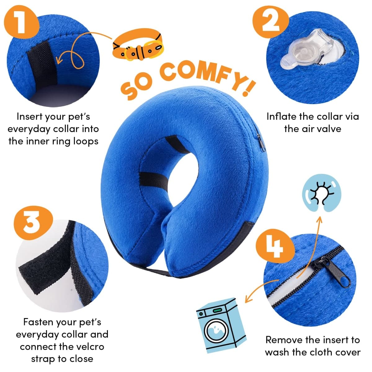 BENCMATE Protective Inflatable Collar for Dogs and Cats - Soft Pet Recovery Collar Does Not Block Vision E-Collar (Large, Donut-Strawberry) thumbnail 3