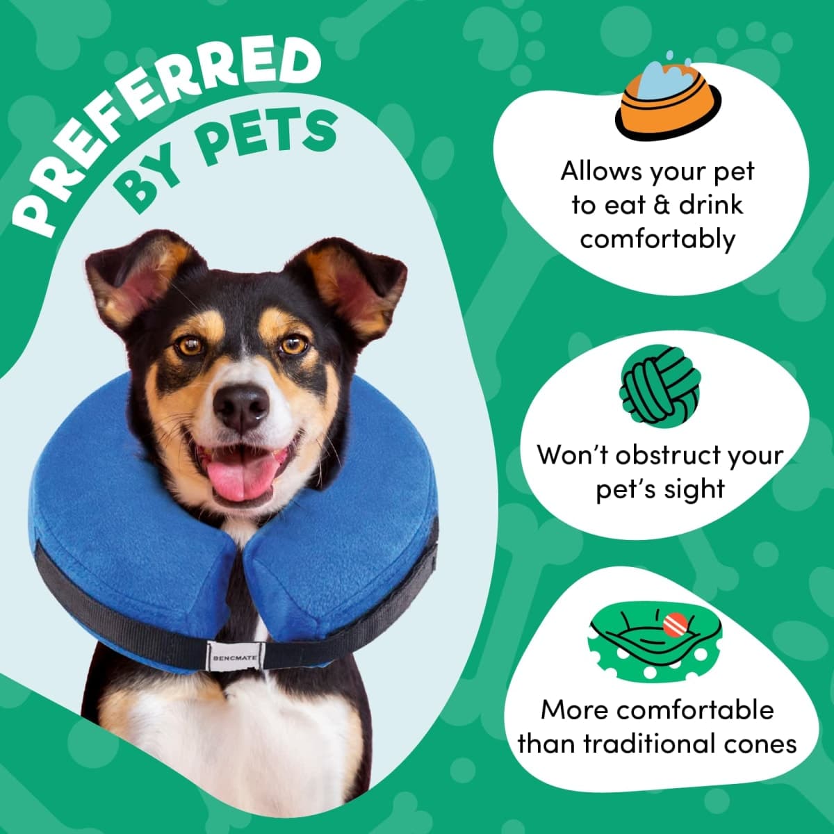 BENCMATE Protective Inflatable Collar for Dogs and Cats - Soft Pet Recovery Collar Does Not Block Vision E-Collar (Large, Donut-Strawberry) thumbnail 4