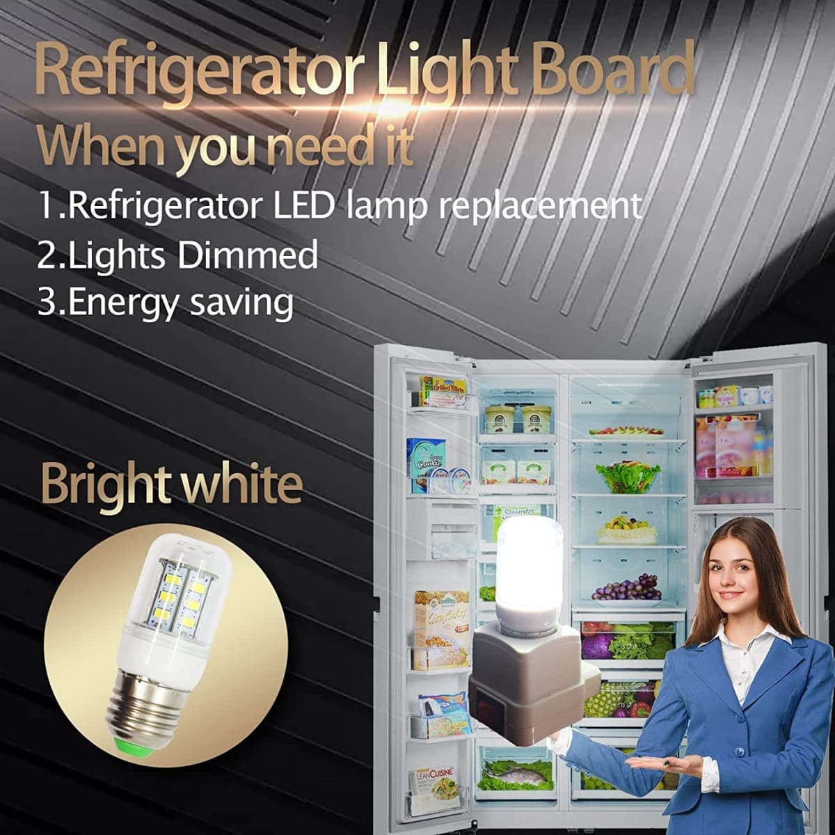 Fneiosg E26/E27 LED Refrigerator Light Bulb 3.5W, 40W Equivalent, Daylight White 6000K 500LM, Non-Dimmable Energy Saving ac 100 265v frigidaire Light Bulb Replacement,1-Pack thumbnail 5