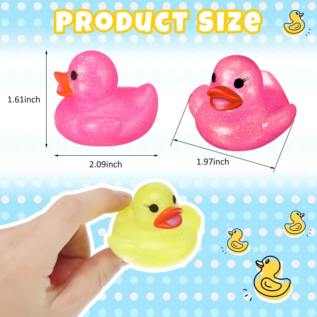 Leitee 24 Pcs Glitter Rubber Duck Assortment Duckies for Kids Colorful Glitter Mini Ducks Neon Color Ducky Bath Toys for Birthday Gifts Baby Shower Decorations Summer Beach Pool Activity Favor 1.6'' thumbnail 2