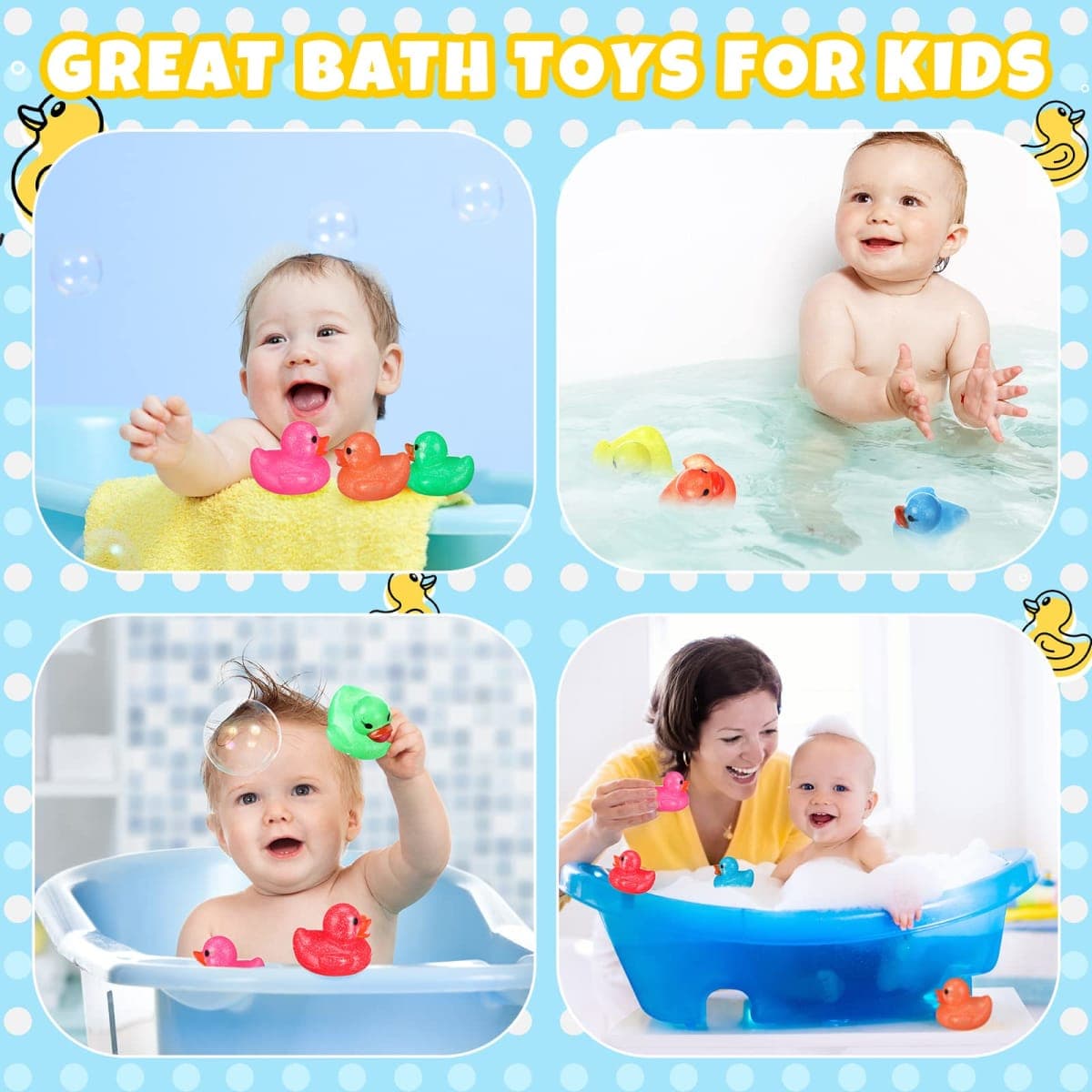 Leitee 24 Pcs Glitter Rubber Duck Assortment Duckies for Kids Colorful Glitter Mini Ducks Neon Color Ducky Bath Toys for Birthday Gifts Baby Shower Decorations Summer Beach Pool Activity Favor 1.6'' thumbnail 4